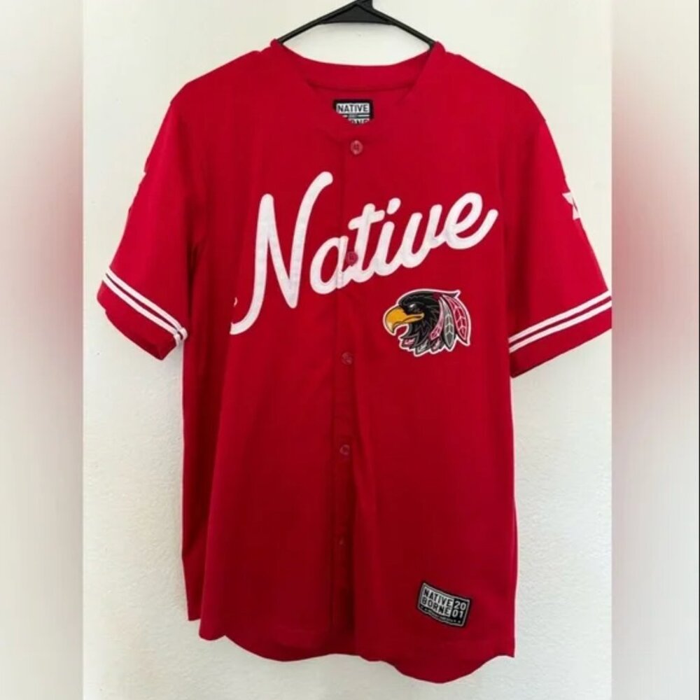 Native 2001 Borne We Built This City Red w. White Black Baseball Jersey men's M